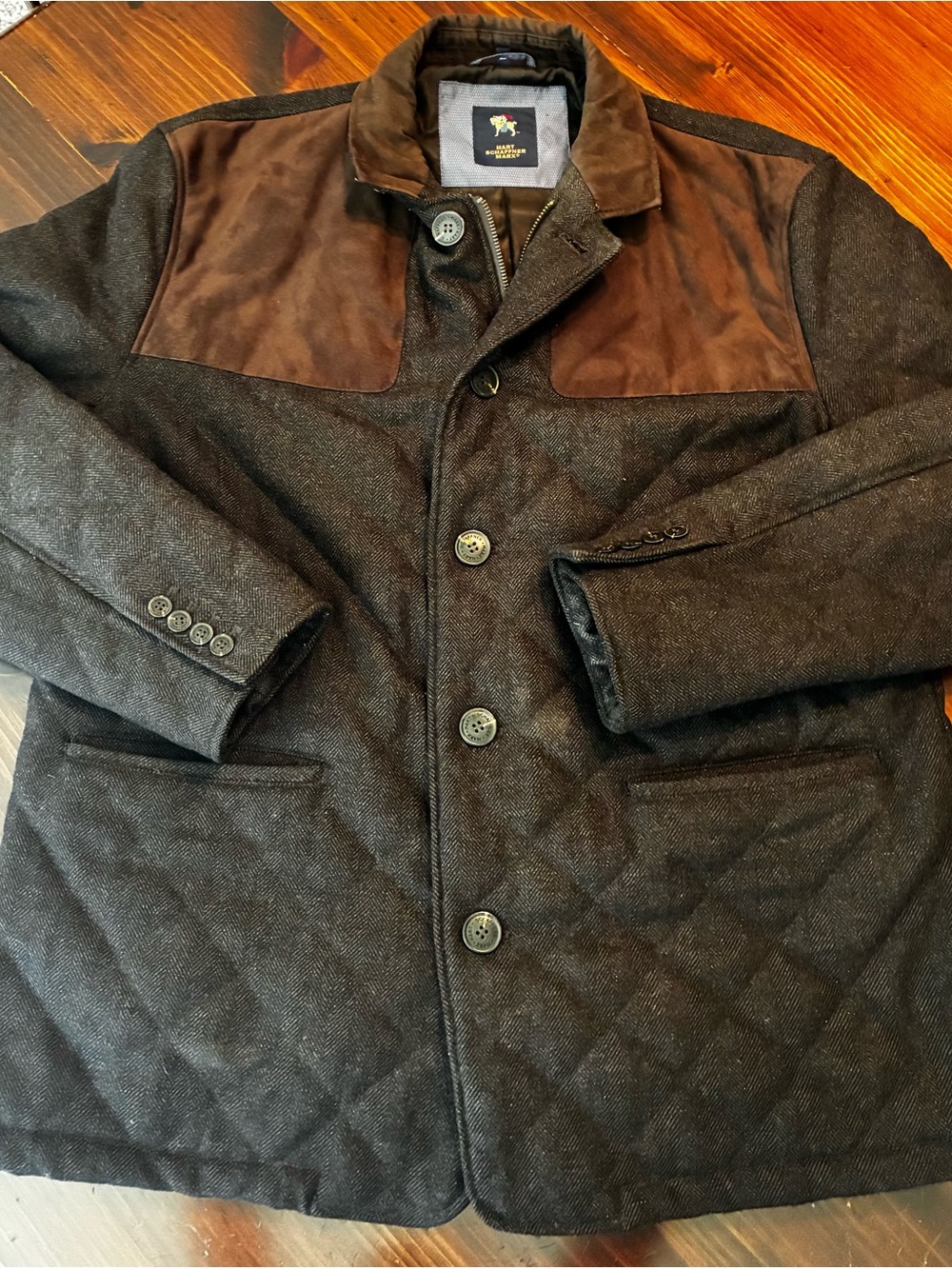Hart Schaffner Marx Wool Blend Shooting Jacket, Brown, XL
